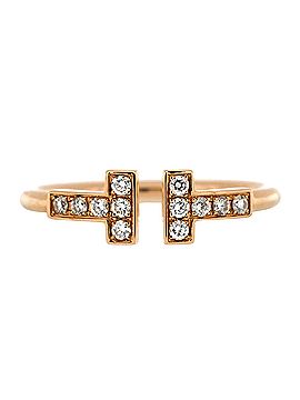 Tiffany & Co. T Wire Ring 18K Rose Gold with Diamonds (view 1)