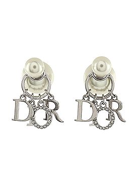 Christian Dior Tribales Dangle Dior Logo Stud Earrings Metal with Faux Pearls and Crystals (view 1)