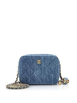 Chanel Pearl Crush Zip Around Vanity Case with Chain Quilted Denim Mini (view 1)