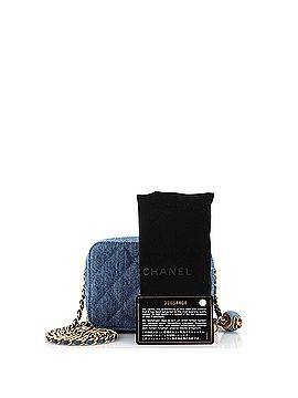 Chanel Pearl Crush Zip Around Vanity Case with Chain Quilted Denim Mini (view 2)