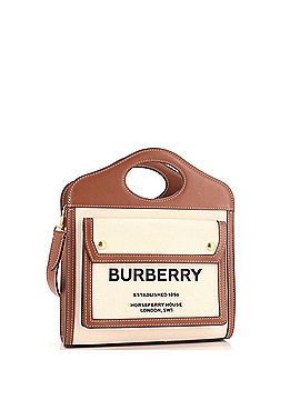 Burberry Logo Pocket Tote Canvas with Leather Mini (view 2)