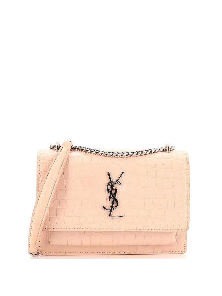 Saint Laurent 100% Leather Tan Sunset Chain Wallet Crocodile Embossed Leather One Size - photo 1