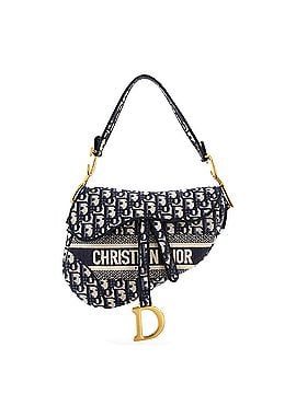 Christian Dior Saddle Handbag Logo Embroidered Oblique Canvas Medium (view 1)