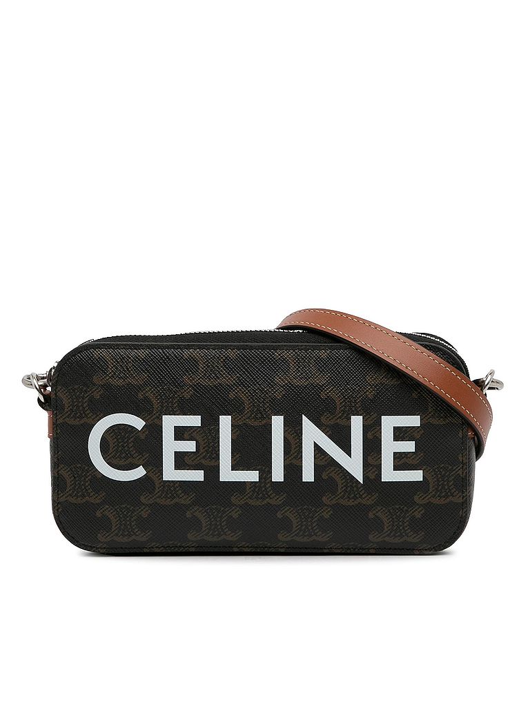 Céline 100% Coated Canvas Brown Mini Cuir Triomphe Camera Bag One Size - photo 1