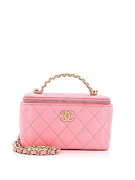 Chanel Pick Me Up Logo Handle Vanity Case with Chain Quilted Caviar Small (view 1)