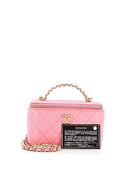 Chanel Pick Me Up Logo Handle Vanity Case with Chain Quilted Caviar Small (view 2)