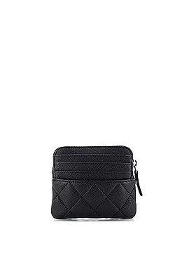 Chanel Textured CC Square Zip Around Card Holder Wallet Quilted Caviar (view 2)