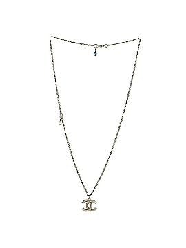 Chanel CC Baguette Pendant Necklace Crystal Embellished Metal Large (view 2)