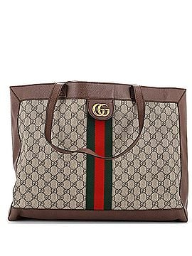 Gucci Disney Three Little Pigs Ophidia Soft Open Tote GG Coated Canvas East West (view 1)