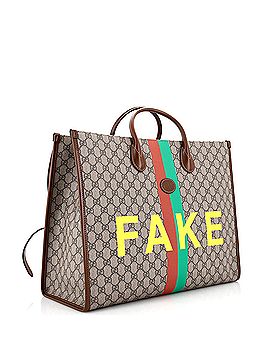 Gucci Fake/Not Convertible Open Tote Printed GG Coated Canvas Large (view 2)
