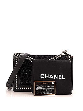 Chanel Boy Flap Bag Quilted Tweed with Pearl Embellished Calfskin Old Medium (view 2)
