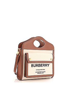 Burberry Logo Pocket Tote Canvas with Leather Mini (view 2)