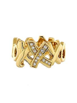 Tiffany & Co. Paloma Picasso Graffiti Love and Kisses Band Ring 18K Yellow Gold and Diamonds Wide (view 1)