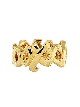 Tiffany & Co. Paloma Picasso Graffiti Love and Kisses Band Ring 18K Yellow Gold and Diamonds Wide (view 2)