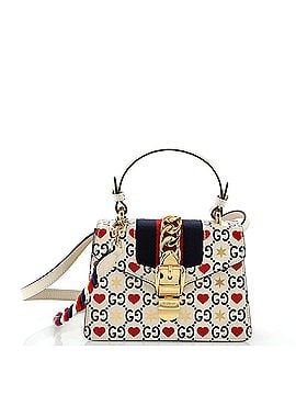 Gucci Sylvie Top Handle Bag Limited Edition Valentines GG Printed Leather Mini (view 1)