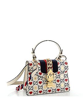 Gucci Sylvie Top Handle Bag Limited Edition Valentines GG Printed Leather Mini (view 2)