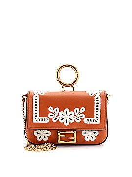 Fendi Baguette Bag Charm Floral Embroidered Leather Nano (view 1)