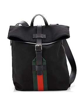 Gucci Web Fold Over Backpack (Outlet) Techno Canvas Medium (view 1)
