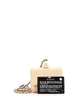 Chanel CC Pearl Coin Card Holder with Chain Quilted Iridescent Caviar (view 2)