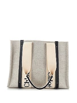Chloé Woody Tote Canvas with Leather Medium (view 1)