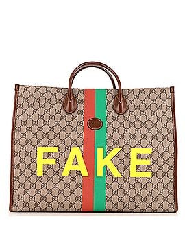 Gucci Fake/Not Convertible Open Tote Printed GG Coated Canvas Large (view 1)
