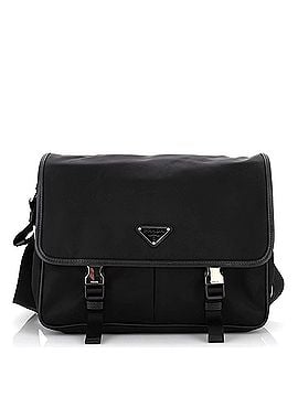 Prada Double Buckle Flap Messenger Bag Re-Nylon with Saffiano Medium (view 1)