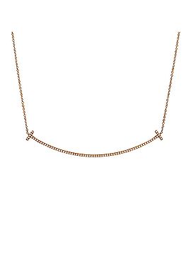Tiffany & Co. T Smile Pendant Necklace 18K Rose Gold with Diamonds Large (view 1)