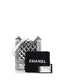 Chanel North South Boy Flap Bag Quilted Metallic Calfskin Small (view 2)