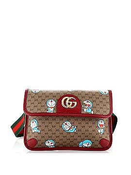 Gucci Doraemon Web Flap Belt Bag Printed Mini GG Coated Canvas (view 1)