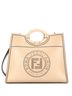 Fendi 100% Leather Tan Runaway Shopper Tote Perforated Leather Medium One Size - photo 1