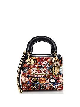 Christian Dior Peace and Love Lady Dior Bag Embroidered Canvas and Leather Mini (view 1)