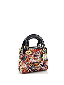 Christian Dior Peace and Love Lady Dior Bag Embroidered Canvas and Leather Mini (view 2)