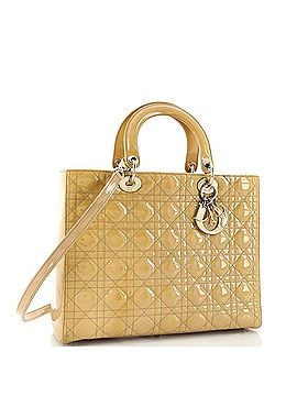 Christian Dior Vintage Lady Dior Bag Cannage Quilt Patent Large (view 2)