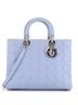 Christian Dior 100% Leather Blue Lady Dior Bag Cannage Quilt Lambskin Large One Size - photo 1