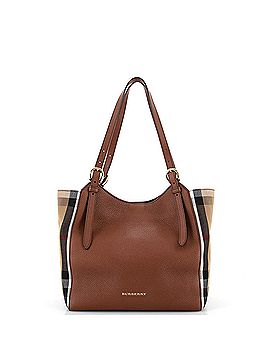 Burberry Canterbury Tote Leather and House Check Canvas Small (view 1)