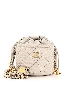 Chanel Medallion Charms Drawstring Bucket Bag Quilted Caviar Mini (view 1)