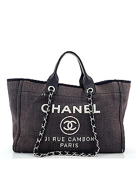 Chanel Deauville Tote Striped Mixed Fibers Medium (view 1)