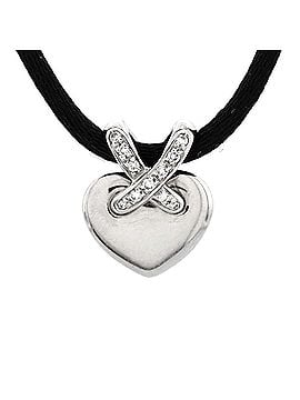 Chaumet Liens Heart Pendant Necklace Satin Cord with 18K White Gold and Diamonds (view 1)