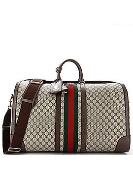 Gucci Savoy Web Convertible Duffle Bag GG Coated Canvas Maxi (view 1)
