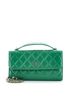 Chanel 100% Patent Leather Green Kisslock Flap Phone Holder with Chain Quilted Shiny Calfskin One Size - photo 1