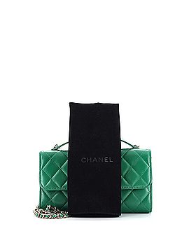 Chanel Kisslock Flap Phone Holder with Chain Quilted Shiny Calfskin (view 2)