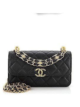 Chanel Coco First Flap Phone Holder with Chain Quilted Caviar (view 1)