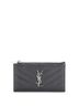 Saint Laurent 100% Leather Gray Monogram Fragments Zip Card Holder Matelasse Chevron Leather One Size - photo 1