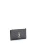 Saint Laurent 100% Leather Gray Monogram Fragments Zip Card Holder Matelasse Chevron Leather One Size - photo 3