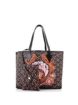 Versace Shopping Tote (Outlet) Printed La Greca Signature Coated Canvas Medium (view 2)