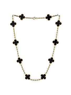 Van Cleef & Arpels Vintage Alhambra 10 Motifs Necklace 18K Yellow Gold and Onyx (view 2)
