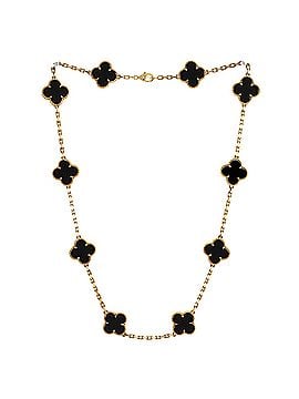 Van Cleef & Arpels Vintage Alhambra 10 Motifs Necklace 18K Yellow Gold and Onyx (view 2)
