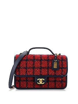Chanel School Memory Top Handle Flap Bag Quilted Tweed Small (view 1)