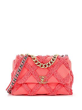 Chanel 19 Flap Bag Fringe Quilted Cotton Canvas Large (view 1)