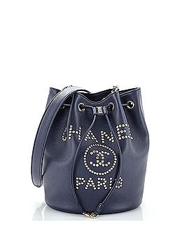 Chanel Deauville Drawstring Bucket Bag Studded Caviar Medium (view 1)
